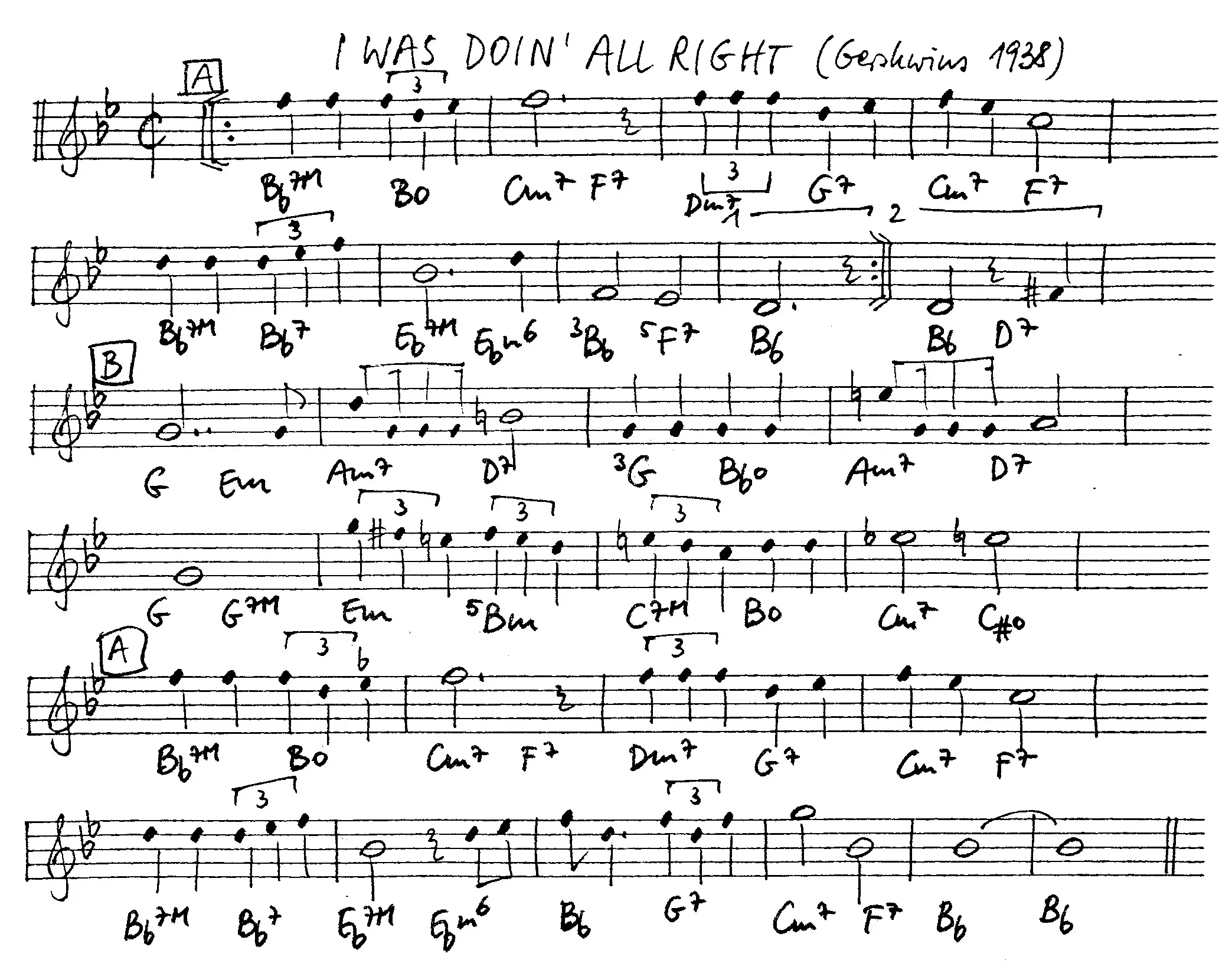 i was doing alright free jazz leadsheet - Courtesy of the Jungle Jazz Band